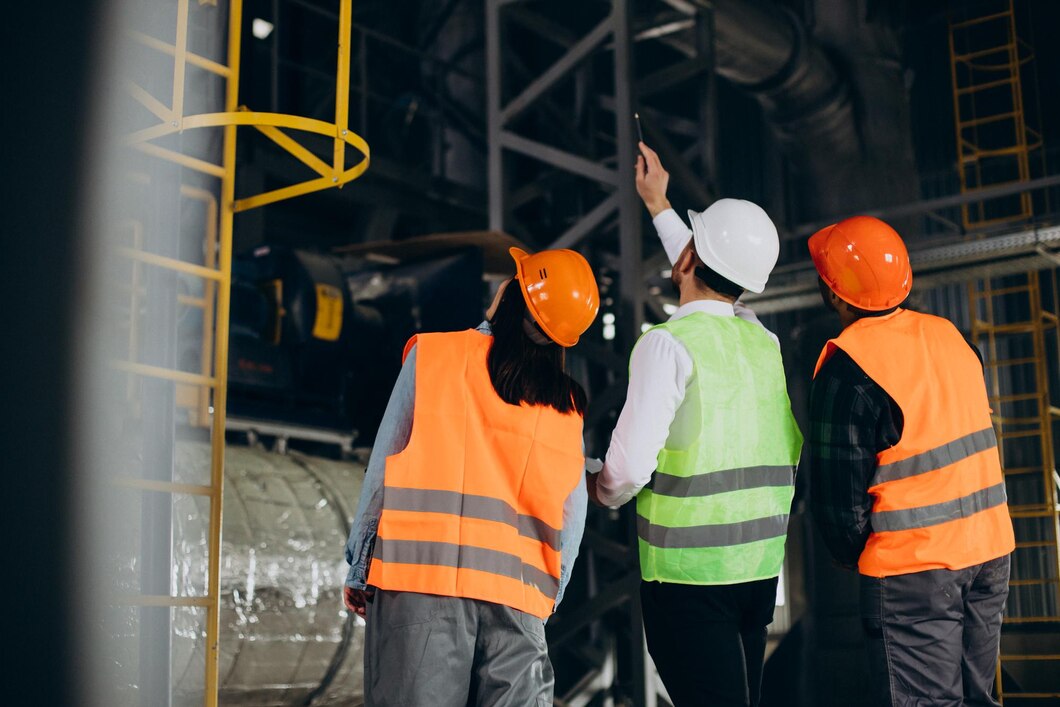 three-factory-workers-safety-hats-discussing-manufacture-plan_1303-30638